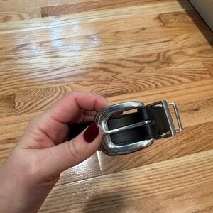 Celine Black Western Leather Belt with Silver Buckle